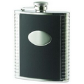 6 Oz. Leather Bonded Stainless Steel Flask with Ribbed Sides